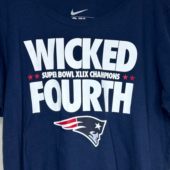 Nike Slim Fit Patriots T-Shirt Size XL Super Bowl XLIX Wicked Fourth New England - Picture 4 of 9